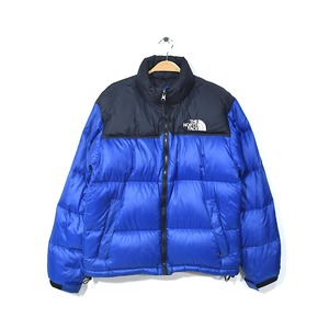 90S ノースフェイス レアカラー ヌプシ ダウンジャケット 2トーン 青黒 メンズS NORTH FACE 古着 @DD0304