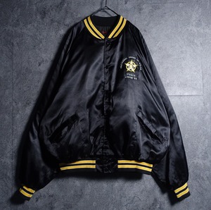 90s “King Louie” Black Logo Embroidery Quilted Nylon Stadium Jacket