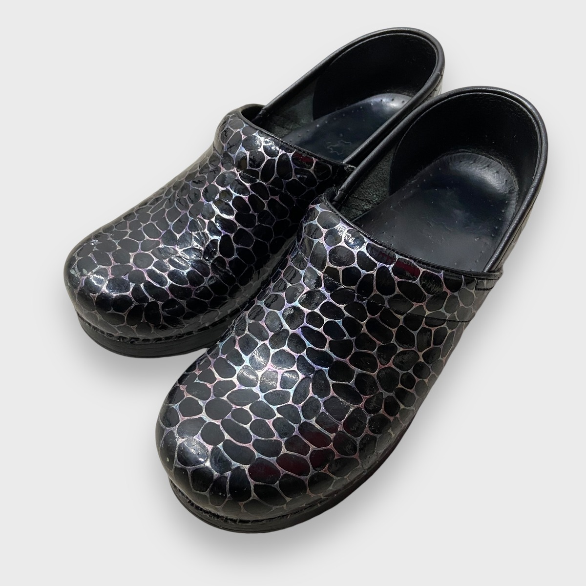 dansko ダンスコ プロフェッショナル 総柄 クロッグ サボ☆黒 24.5 