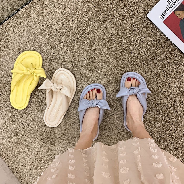 サンダルミュールサマーリボンレッド 靴 シューズ 夏物 フェイクシューズ78194097253