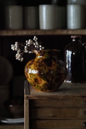 凹凸ある南仏花器-antique french pottery vase