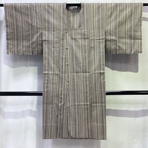 正絹・雨コート・縦縞・和装・No.200701-0643・梱包サイズ60