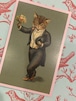 ドイツ製　ポストカード　猫　花束　祝福　ドイツ　タキシード
