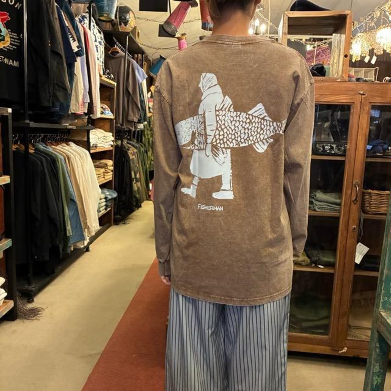TOPANGA Lady's TOPANGA FIRECOUNTRY Pigment dyed T-shirt Fisherman Brown　ピグメントダイ長袖Tシャツ　フィッシャーマン　ブラウン　全4サイズ　
