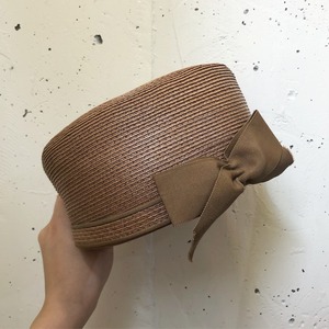 VINTAGE brown ribbon hat