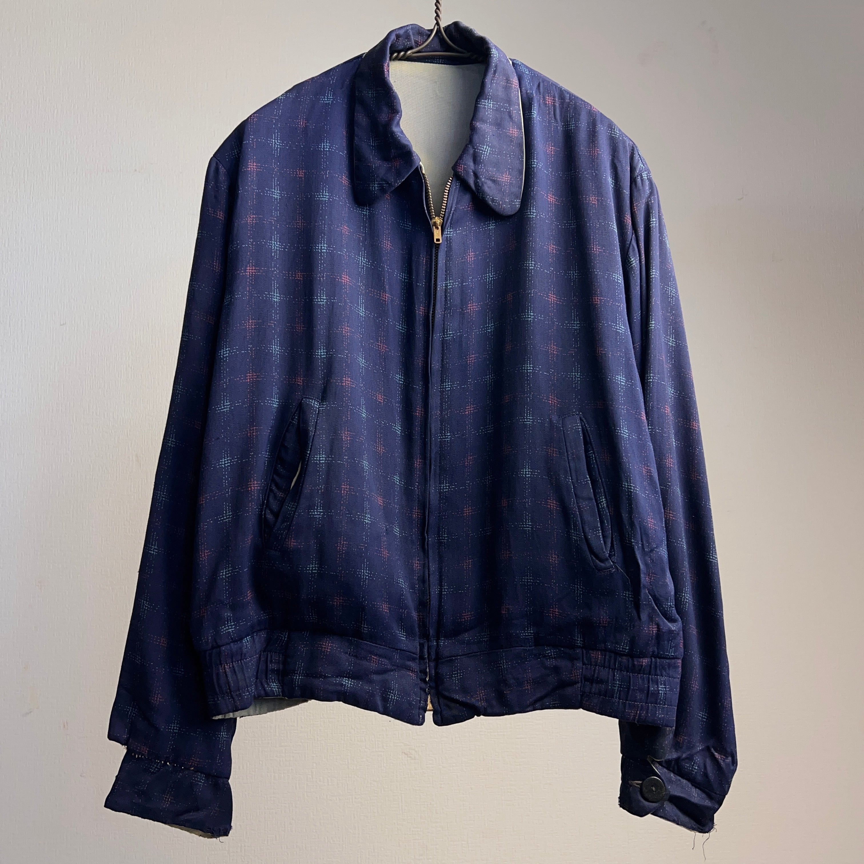 Special! 1950's KASURI PATTERNED RAYON GABARDINE JACKET 50年代 絣