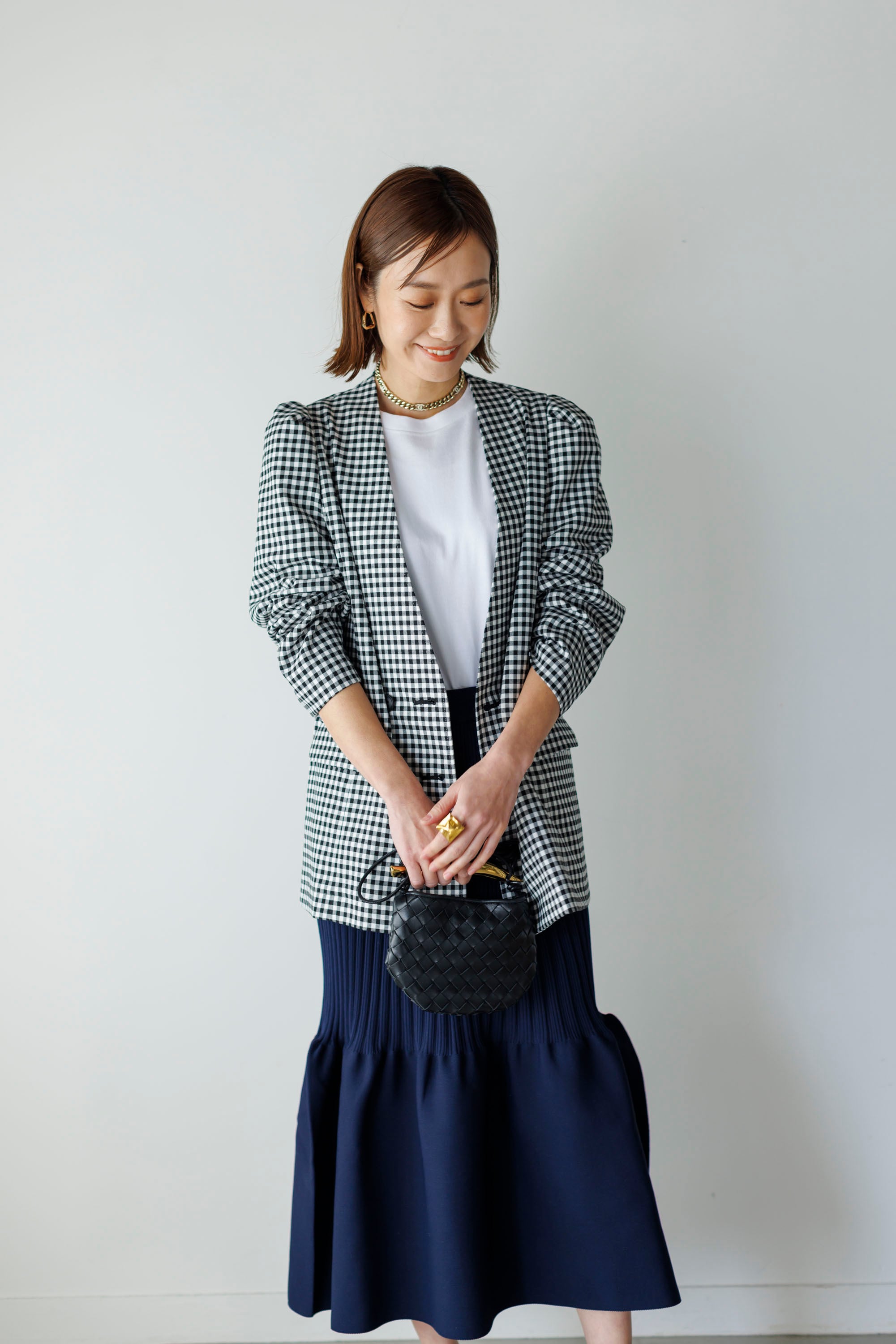 アンプレガントanplegantパフショルジャケットcheck