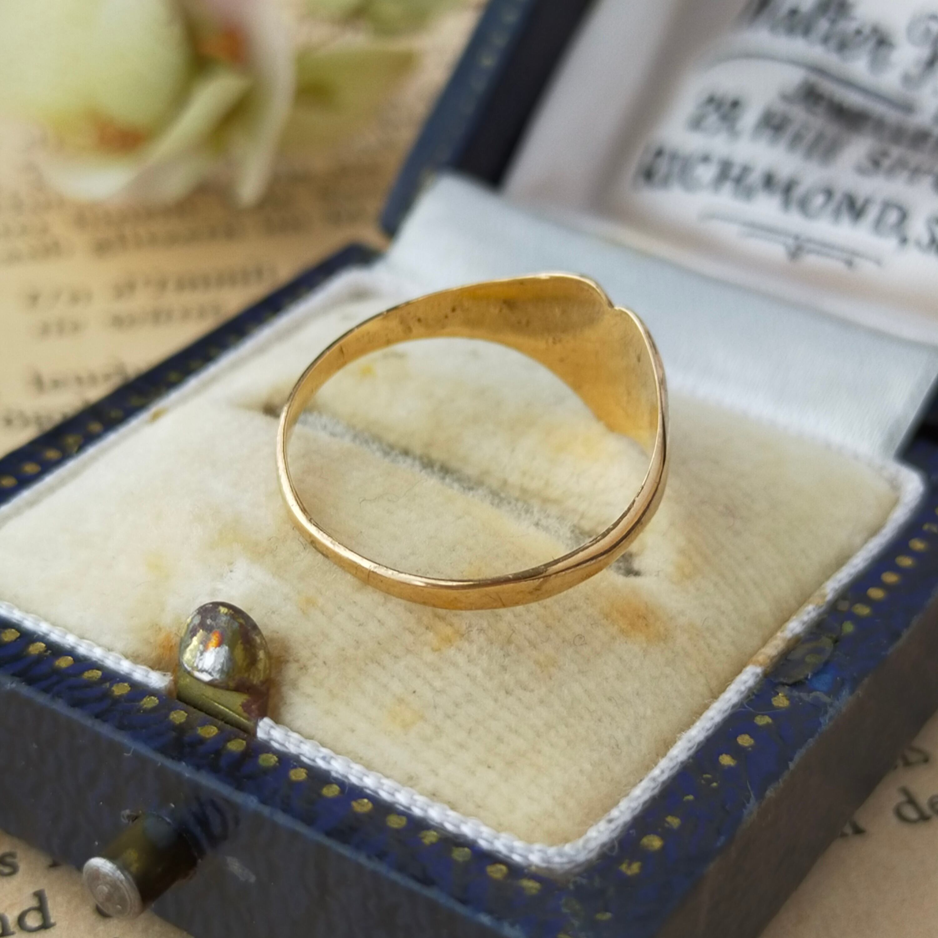 英国 1980年 ヴィンテージ 9kゴールド ハート シグネットリング