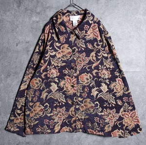 Navy flower & botanical motif gobelin jacket