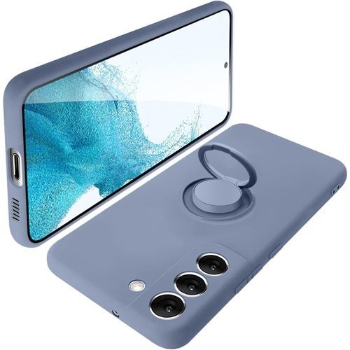Galaxy S22 ケース リング付 SC-51C SCG13 リング スマホケース カバー マット感 液体シリコン 耐衝撃 レンズ保護 ソフト スタンド機能付き 360回転車載ホルダー グレー 257