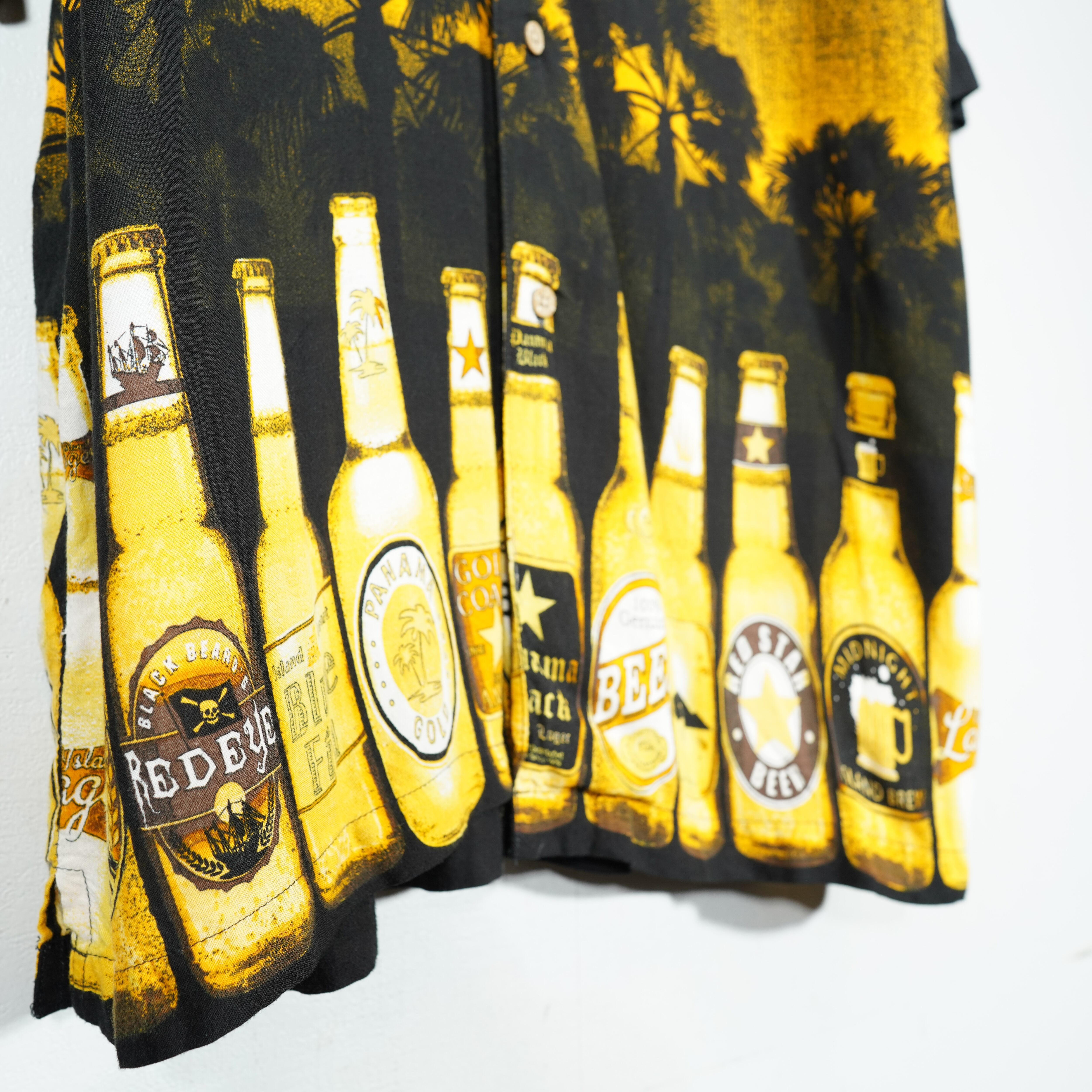 USA VINTAGE GEORGE BEER BOTTLE PRINT DESIGN ALOHA SHIRT/アメリカ