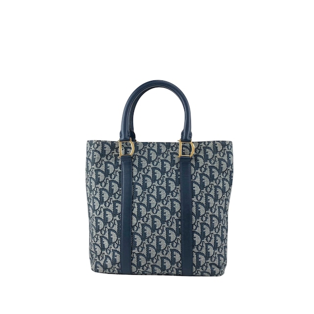 Christian Dior クリスチャン ディオール トロッター トートバッグ ネイビー ジャガード レザー vintage ヴィンテージ オールド ysuxts