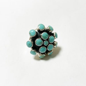 Vintage 925 Silver Turquoise Super Big Modernist Ring Made In Mexico