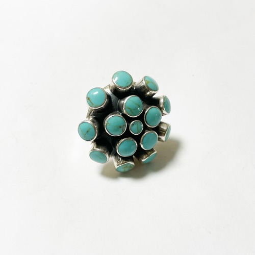 Vintage 925 Silver Turquoise Super Big Modernist Ring Made In Mexico
