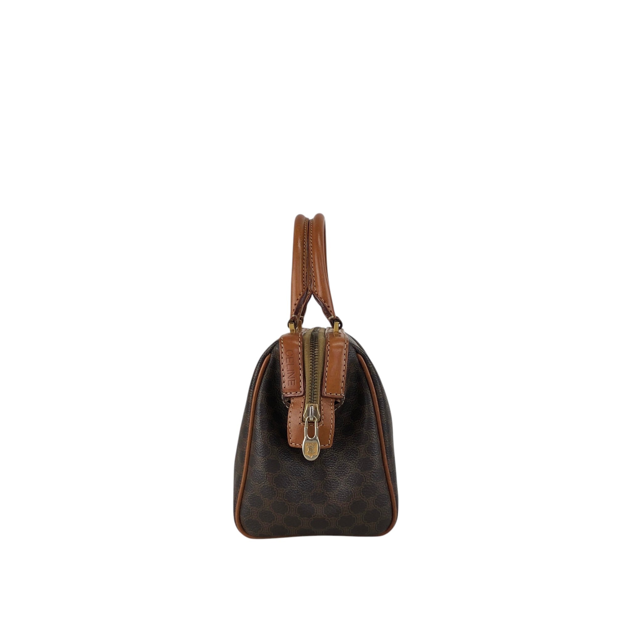 CELINE セリーヌ マカダム ショルダーバッグ ブラウン PVC レザー 2way