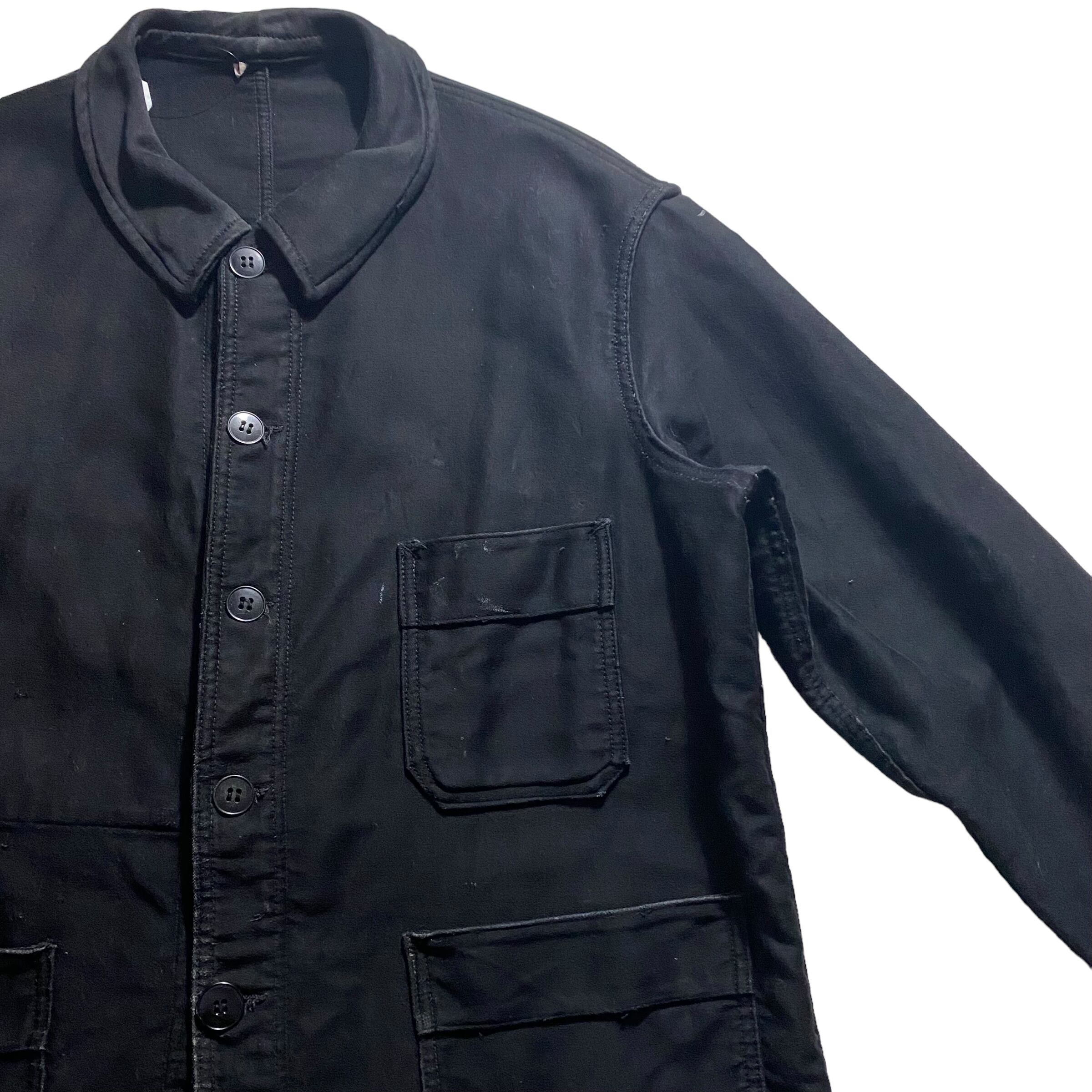 vintage 1950's French ADOLPHE LAFONT black moleskin jacket | NOIR