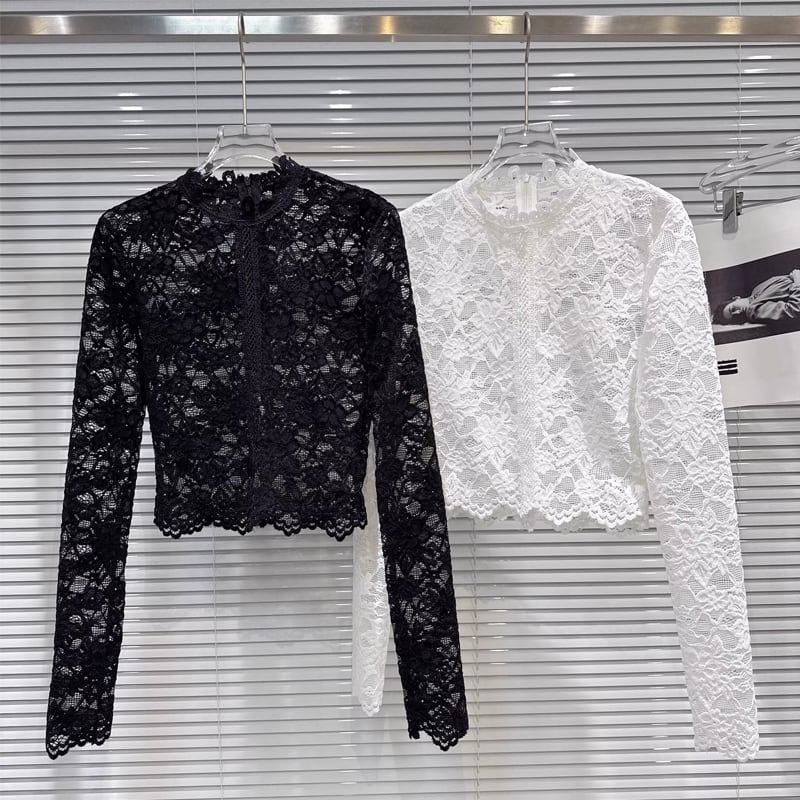 【tops】スタントカラーレーストップス Q8006