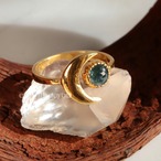 (調整可能 約11-15号向け) crescent moon ring　インディゴライトトルマリン　リング