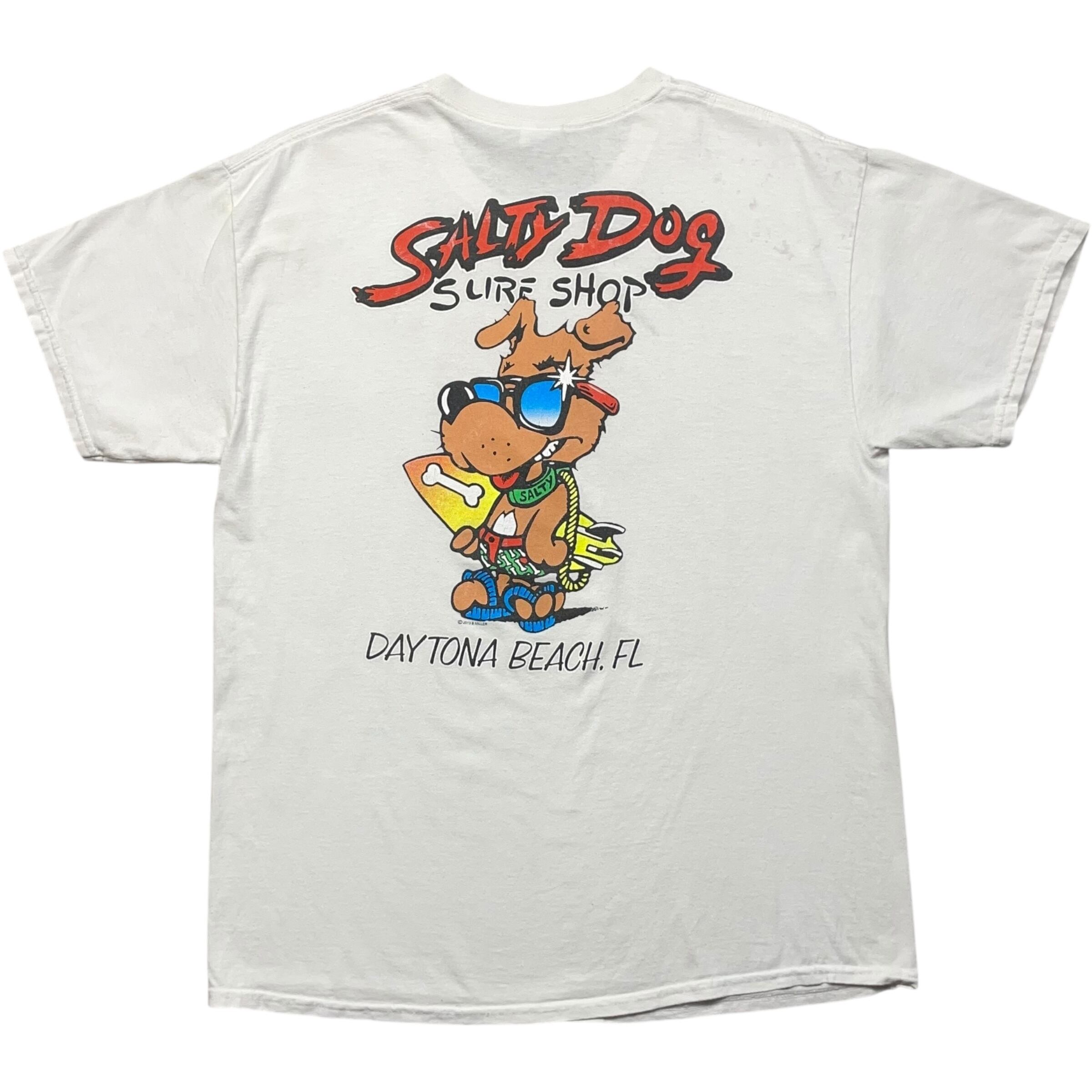 《L》GILDAN ギルダン Tシャツ サルティドッグ サーフショップ 両面プリント ホワイト no.8581