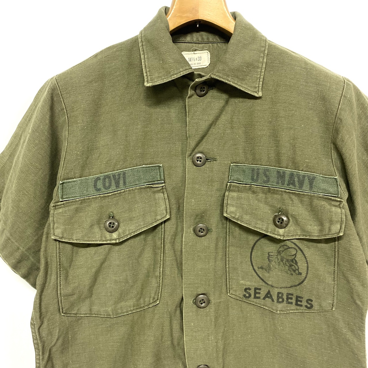 70年代 米軍実品 U.S.NAVY SEABEES シービーズ 半袖 ミリタリー 