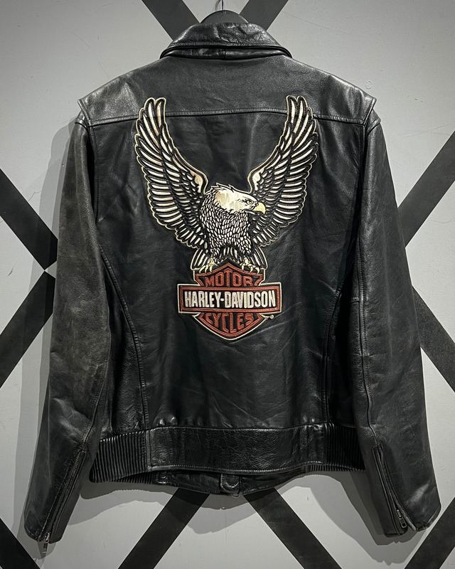 【X VINTAGE】“Harley Davidson”Eagle Patch Vintage Leather Jacket