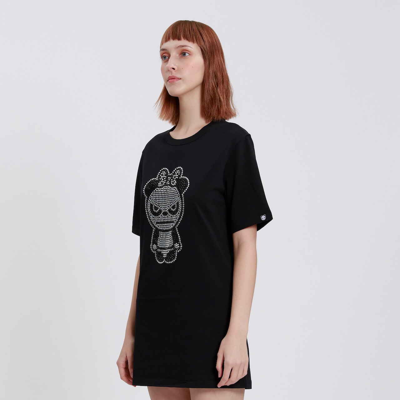 【HIPANDA ハイパンダ】レディース ラインストーン Tシャツ / WOMEN'S RHINESTONE SHORT SLEEVED T-SHIRT / BLACK