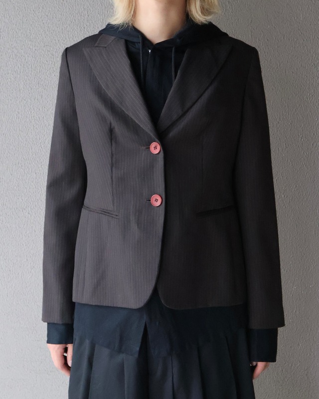 shortlength double zip-up bi-color hoodie