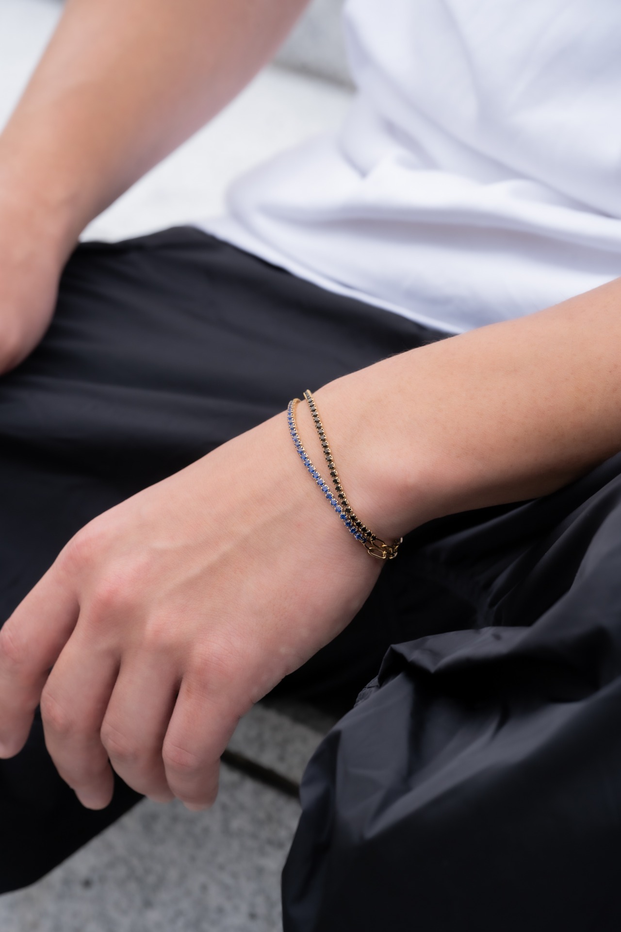 【tennis combi bracelet】 / GOLD×BLACK