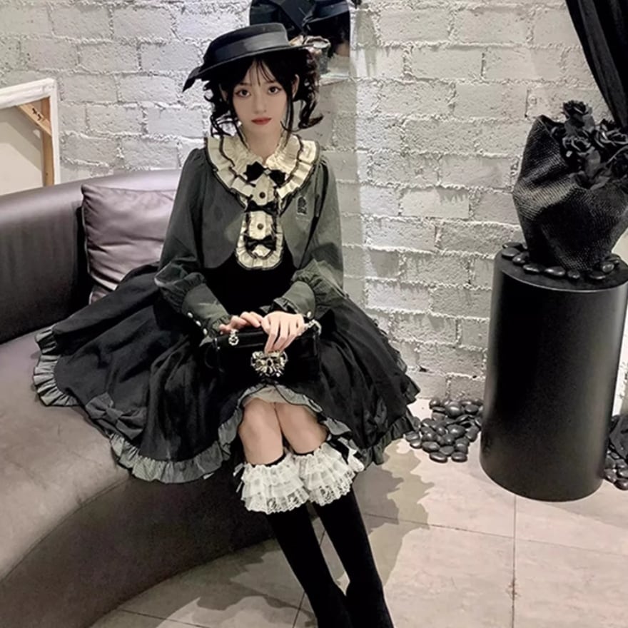 地雷系 セーラー服 コスプレ JKロリータ 制服 花柄 刺繍