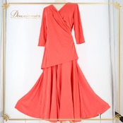 社交ダンス 衣装 スタンダード 上下セット ツーピース レッスンウェア パーティ衣装 レッド系 オレンジ系 A vivare アビバーレ 無地 シンプル 派手 赤 バーミリオン ウエストゴム 伸縮性あり L LL 総丈 約74cm 約78.5cm 平置き実測 ポリエステル ポリウレタン イベント衣装 ダンス衣装 ショッピング 衣装セット カジュアル 体型カバー お揃い コーデ 着心地良好 普段使い ビビッドカラー オレンジ系ピンク系