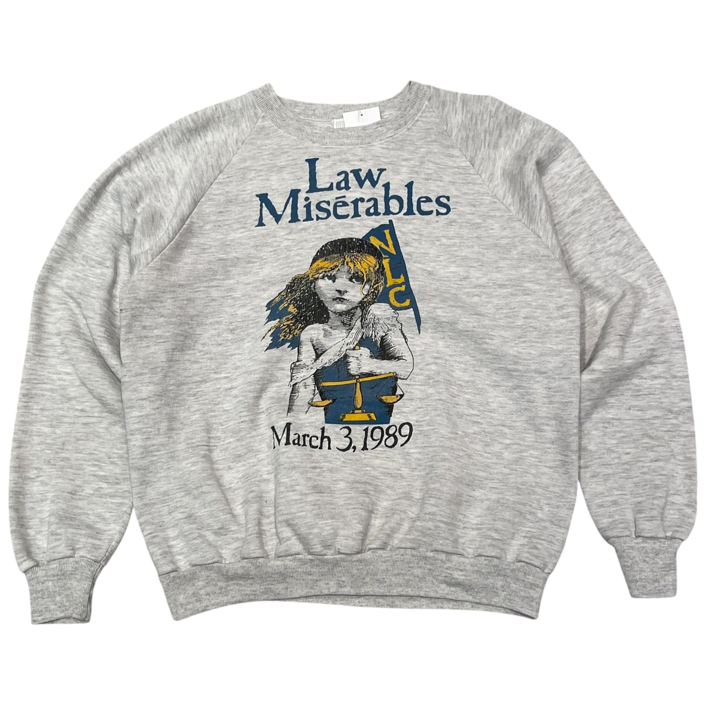 80s NLC Law Miserables "Le Miserables parody" print sweat