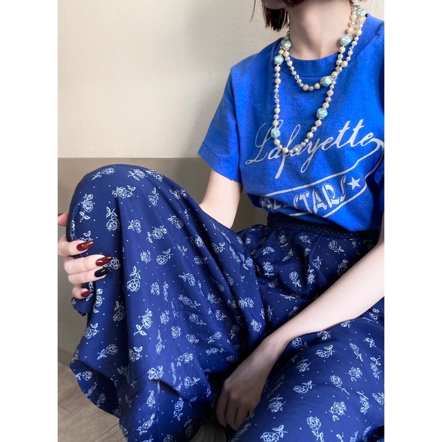 Navy Floral Curotte Pants