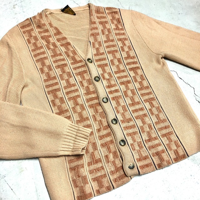 1970'S CAMPUS ACRYLIC CARDIGAN BEIGE