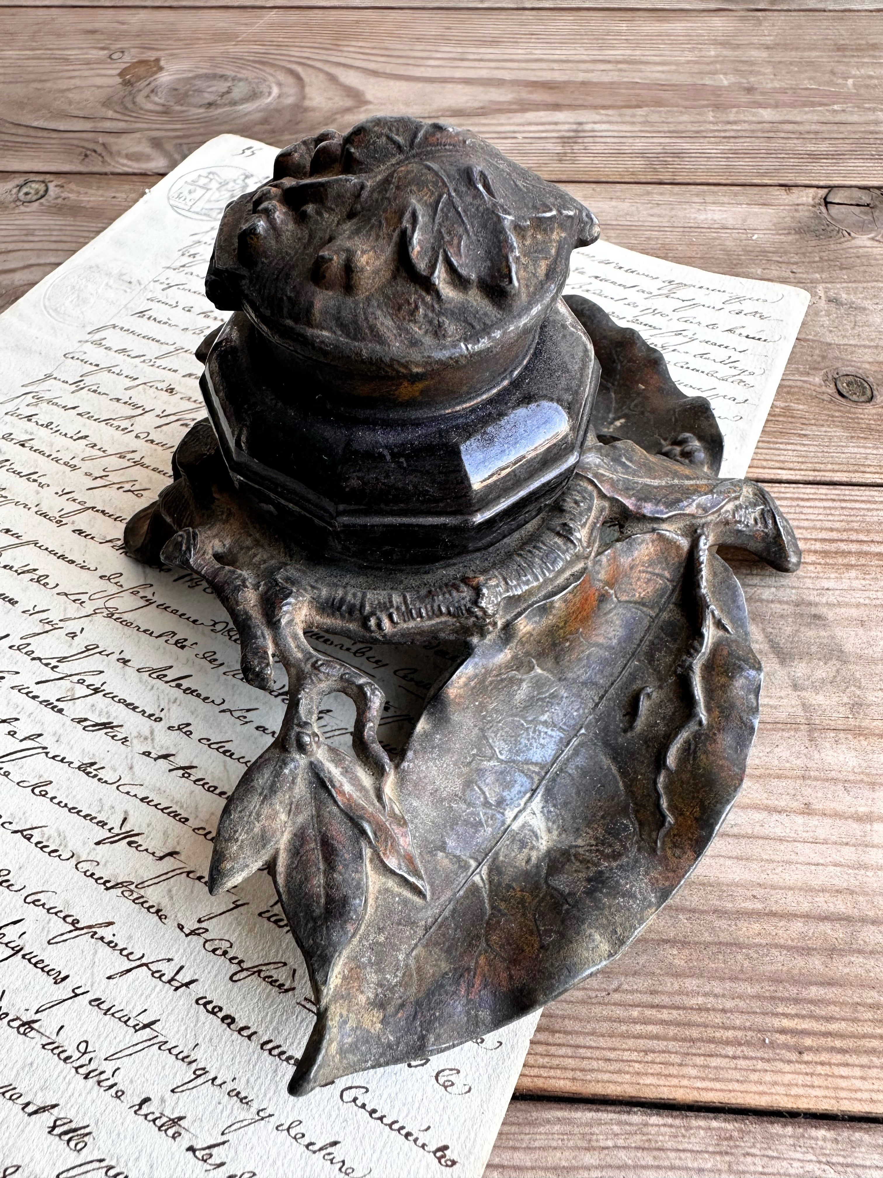 フランス インク壺 ペン置き付き | Brocante de La Cocotte （フランス