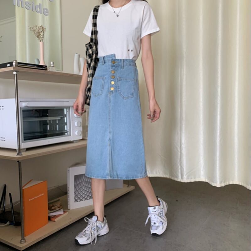 スプリングウェストスカート ハイウェストスリットAライン 春物 YY-ファッション85145202395