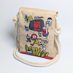 【 McDonald's(マクドナルド ) 】『 I am on diet. 』ロープショルダーバッグ*紙袋風 / Food Bag 〚アメリカン雑貨 アメトイ〛