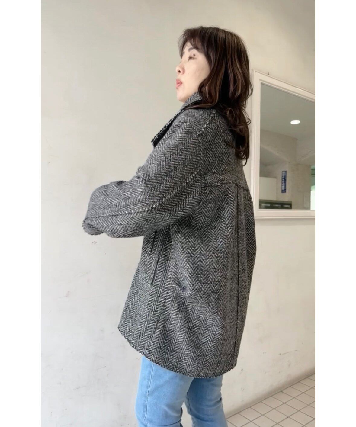 ヘリンボーンツイードハーフコート 504388 CYAN tokyo シアン