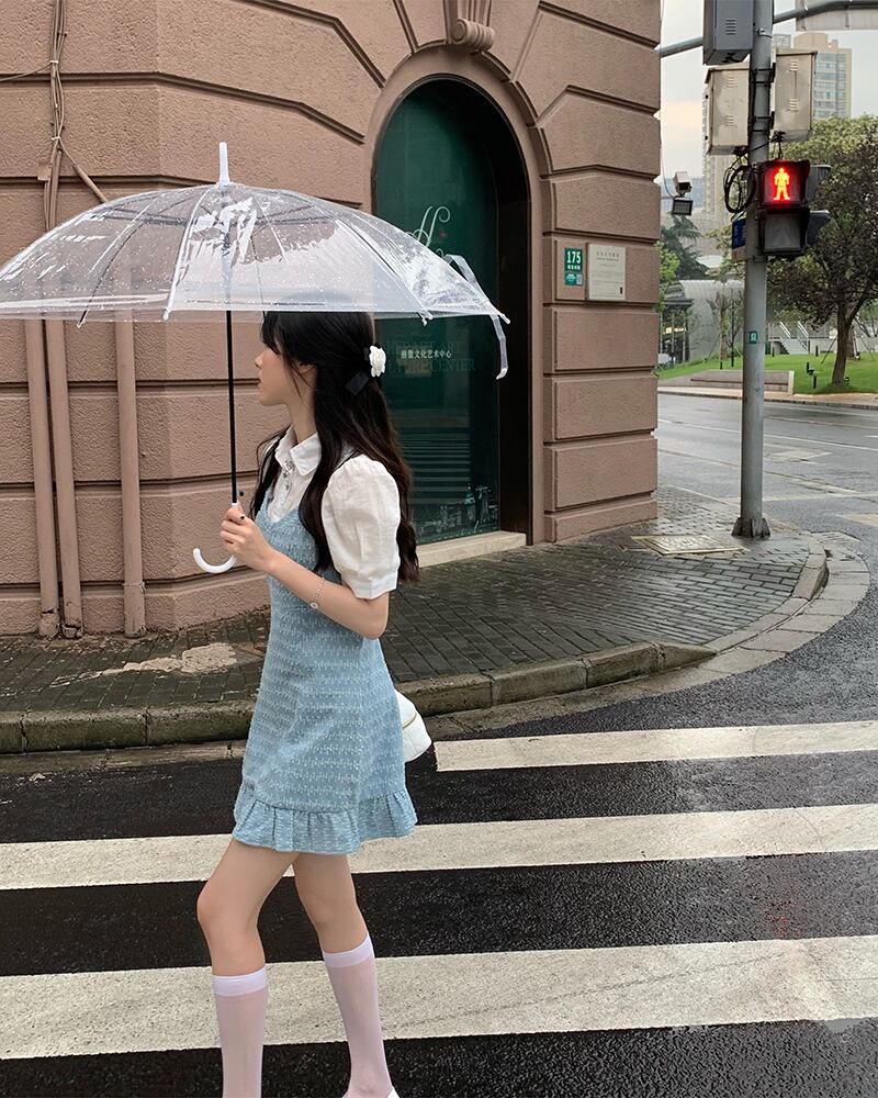 サマーブルードレス ウェスト薄手スカート 夏物 モンロー86440815021