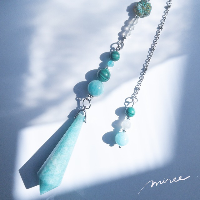 まっすぐ進む勇気を守るペンデュラム【アマゾナイト×マラカイト】amazonite pendulum_65