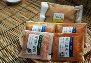 ぎんだら味醂漬けと生サーモン越後漬け漬三種