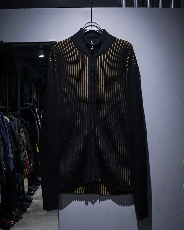【add (C) vintage】Black × Gold Line Vintage Zip-Up Knit