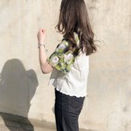 大きな花柄が可愛いトップス 柄スリーブTシャツ｜ブラック｜サムネイル8