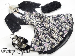 ★送料無料★9号☆黒に映えるフラワープリントワンピース(OPN8584)