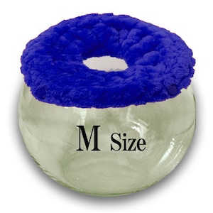 【Mサイズ】ブルー　チンチラ　デグー　砂浴び容器　飛び散り防止　ブラッシング効果  Chinchilla's glass ball for dust bath [M size] fluffy ring is [blue color] .