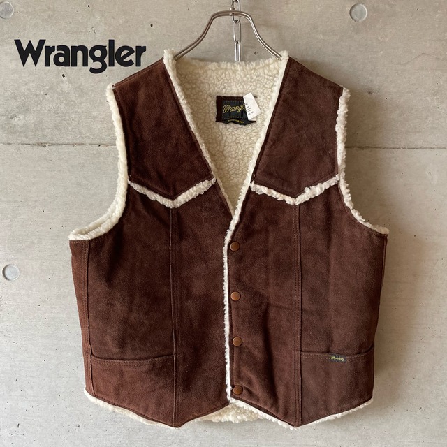 【Wrangler】70's mouton leather vest(msize)0312/tokyo