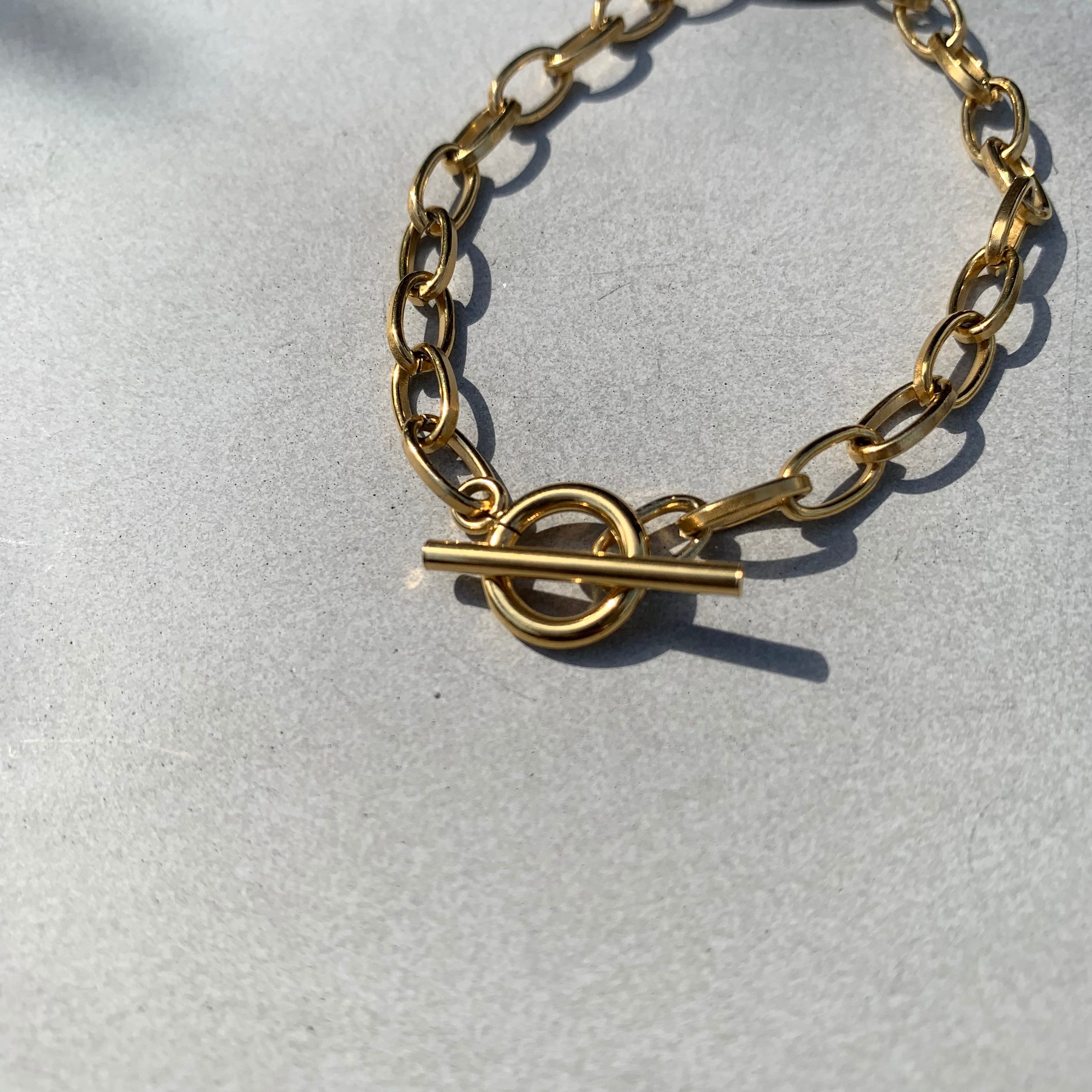 <stainless> Flat simple gold  bracelet