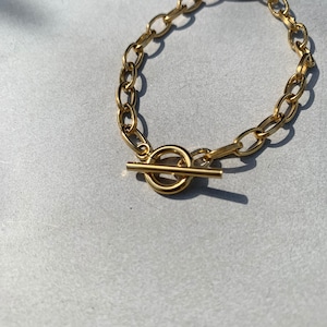 <stainless> Flat simple gold  bracelet