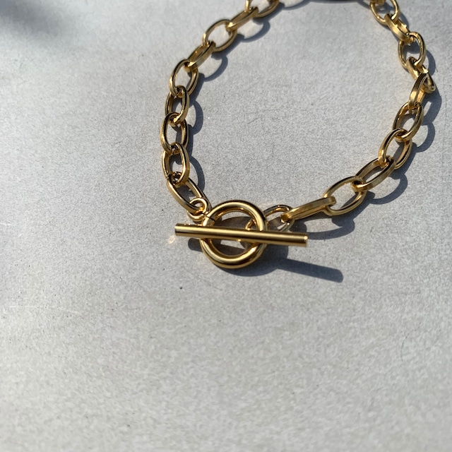 ＜stainless＞ Flat simple gold  bracelet