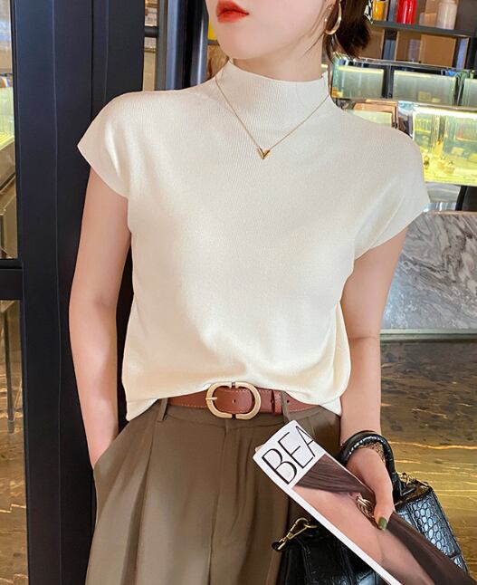 ◆一部即納◆ボトルネックフレンチスリーブニット(ネコポス対応)(即納:1-4営業日/予約:1-2週間程でお届け)