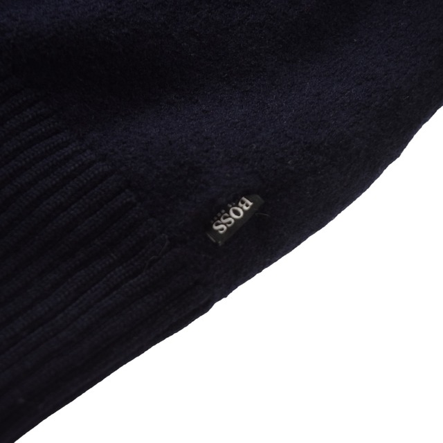 "HUGO BOSS" High Neck Half Zip Pullover Wool Sweater Made In TURKEY